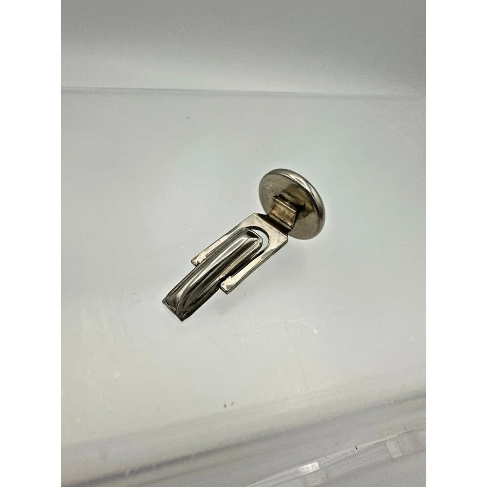 Single Vintage Silver Tone Gray Glass Cufflink — Replacement / One Only